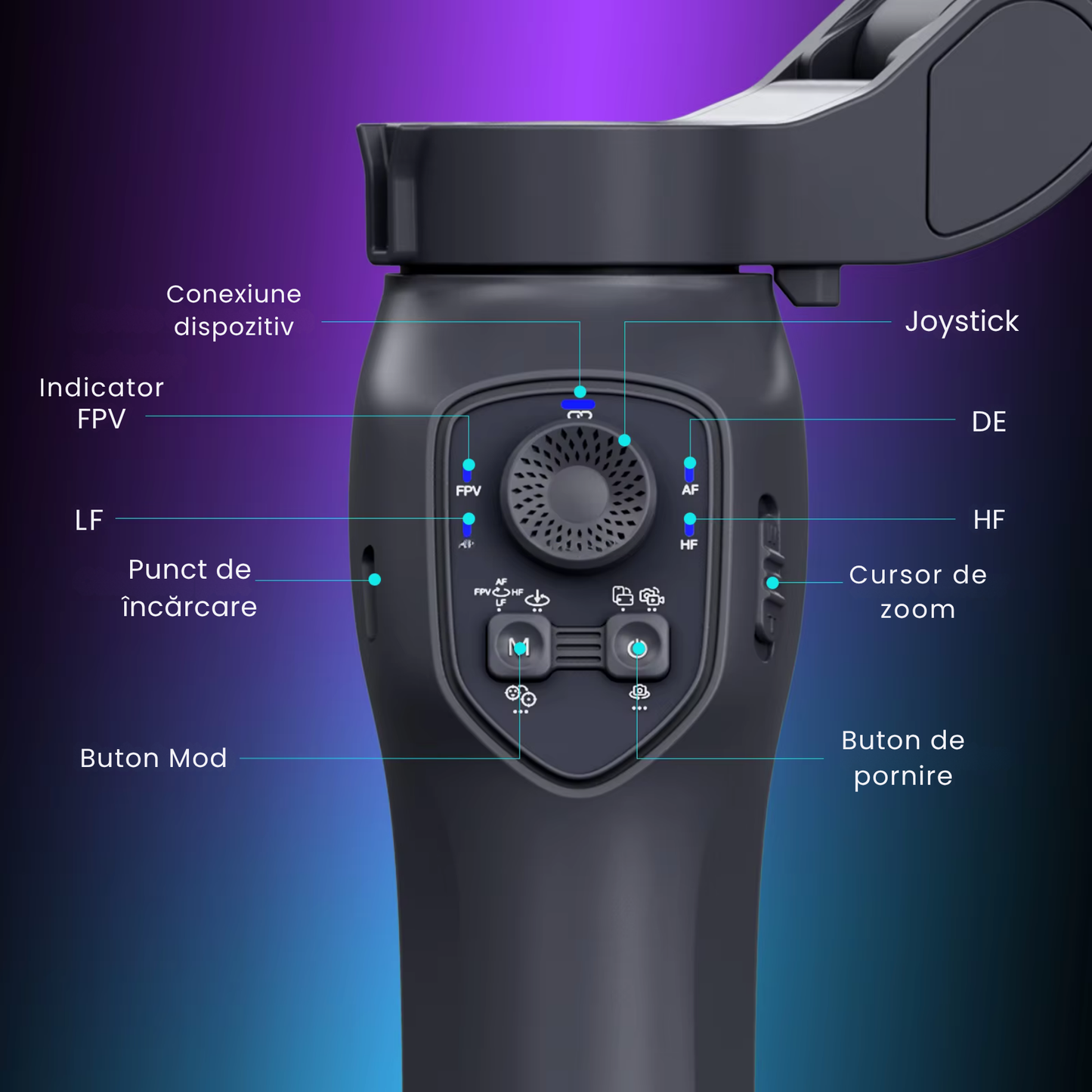 Stabilizator Gimbal Telefon L7C Pro 3 Axe, Stabilizare Video Profesionala, Urmarire fata AI & Urmarire Obiecte
