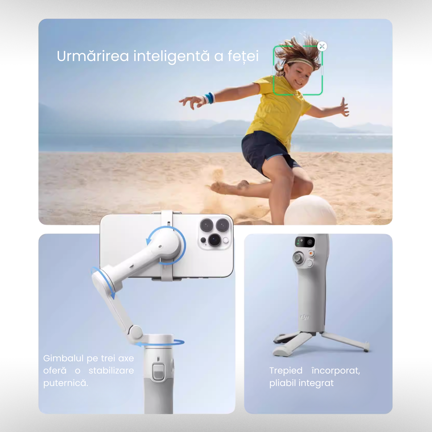 Stabilizator Gimbal Telefon DJI Osmo Mobile 7, 3 Axe, ActiveTrack 7.0, Trepied Integrat