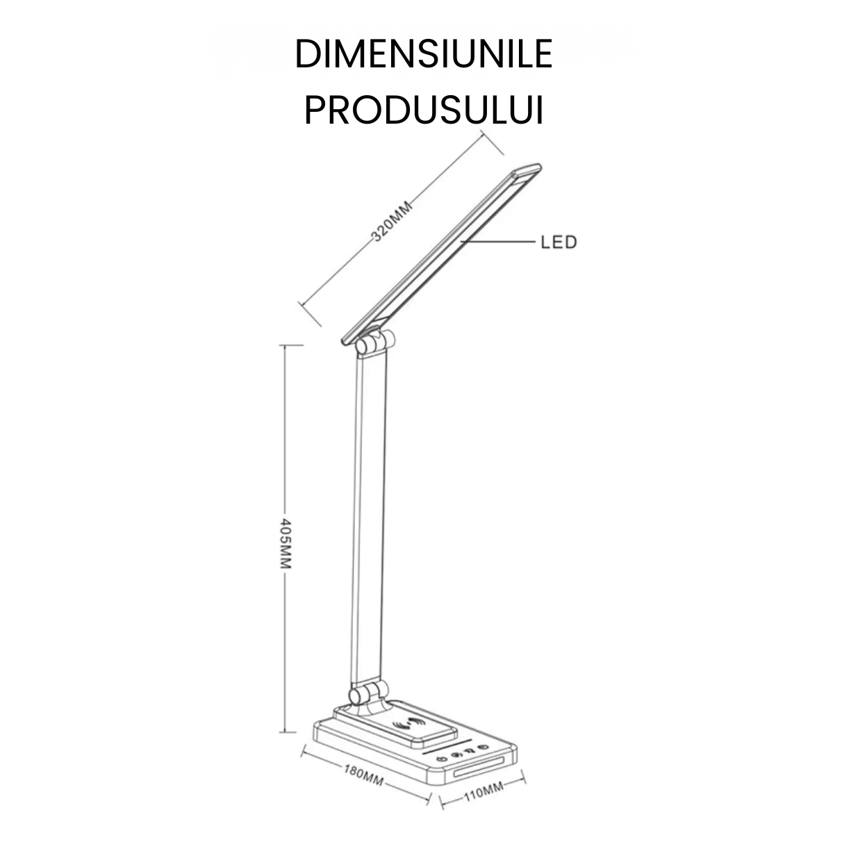 Lampa de Birou cu LED, Incarcare Wireless, 5 Moduri Lumina, Control tactil, Oprire Automata