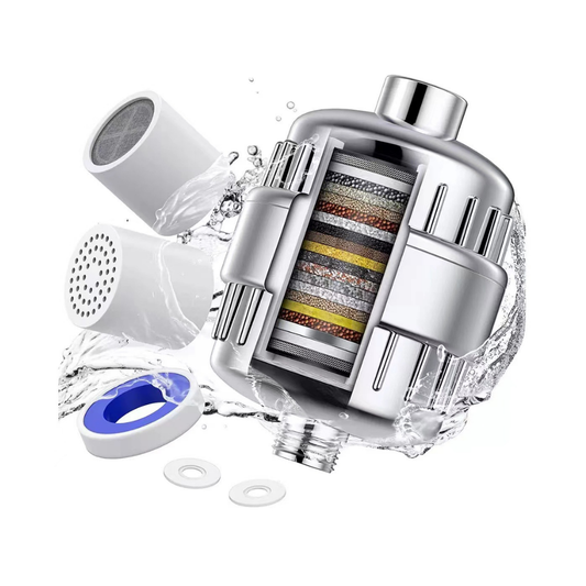 Filtru apa dus cu 20 etape filtrare, anti clor si metale grele, dedurizator apa pentru para dus, protejeaza pielea si parul, montaj universal