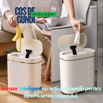 Cos de Gunoi Inteligent cu Senzor de Miscare Infrarosu 8L, Capac Automat Touchless