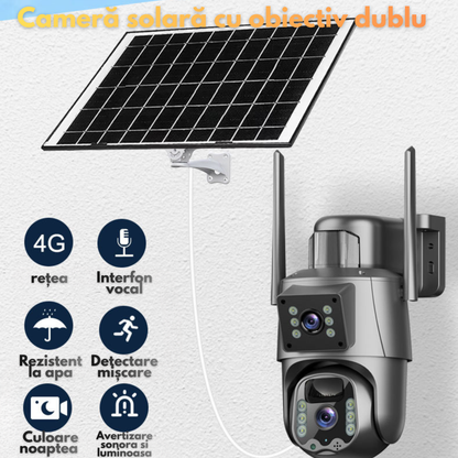 Camera Supraveghere 4G Dual Lens 8MP cu Panou Solar 8W, Night Vision