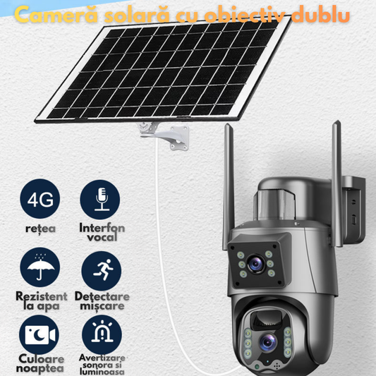 Camera Supraveghere 4G Dual Lens 8MP cu Panou Solar 8W, Night Vision