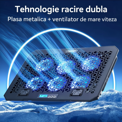 Cooler Laptop Gaming Universal cu Ventilatoare Silentioase si suport pentru telefon