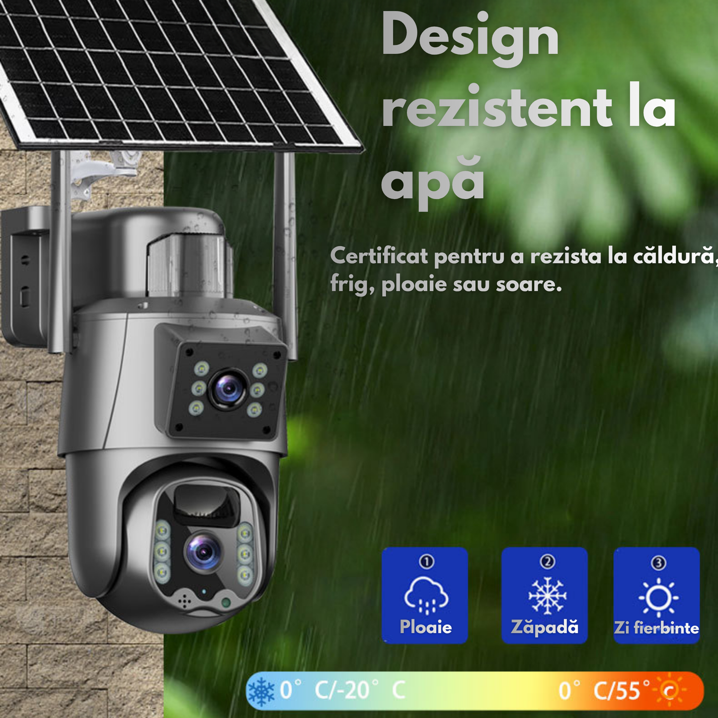 Camera Supraveghere 4G Dual Lens 8MP cu Panou Solar 8W, Night Vision