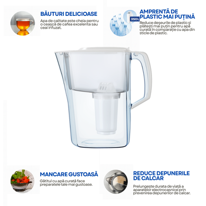 Cana filtranta Aquaphor Atlant A5 cu 2 filtre incluse, Alb, capacitate 4L, cu filtrare pana la 350L