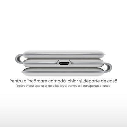 Incarcator wireless magnetic 3 in 1 pliabil, 15W, pentru telefon, smartwatch si casti, Alb
