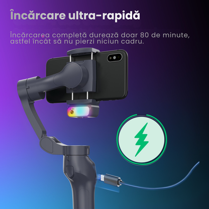 Stabilizator Gimbal Telefon L7C Pro 3 Axe, Stabilizare Video Profesionala, Urmarire fata AI & Urmarire Obiecte