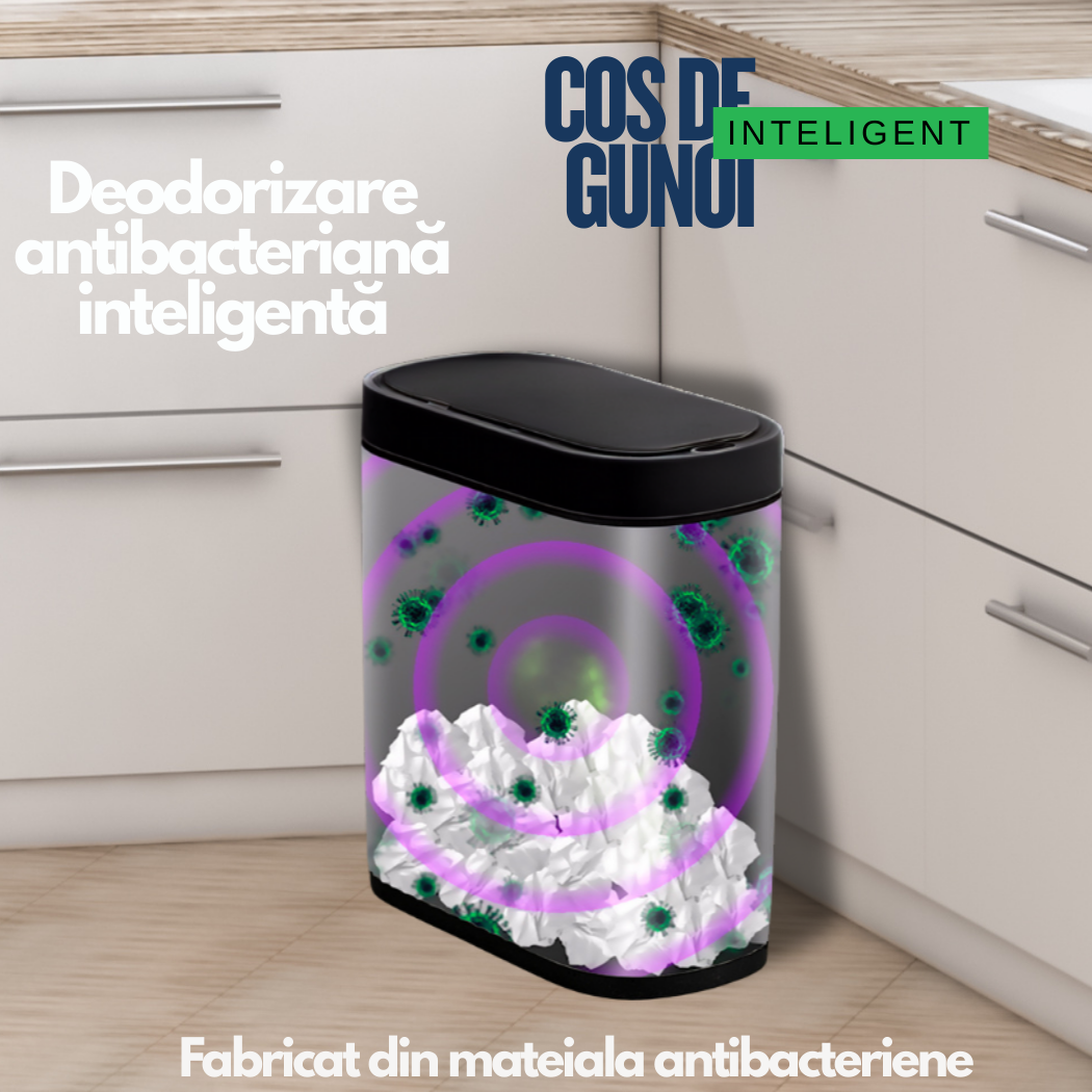 Cos de Gunoi Inteligent cu Senzor de Miscare Infrarosu 8L, Capac Automat Touchless