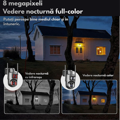 Camera Supraveghere 4G Dual Lens 8MP cu Panou Solar 8W, Night Vision