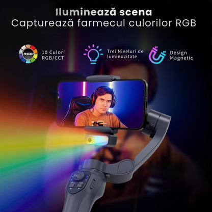 Stabilizator Gimbal Telefon L7C Pro 3 Axe, Stabilizare Video Profesionala, Urmarire fata AI & Urmarire Obiecte