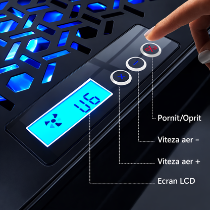 Cooler Laptop Gaming Universal cu Ventilatoare Silentioase si suport pentru telefon