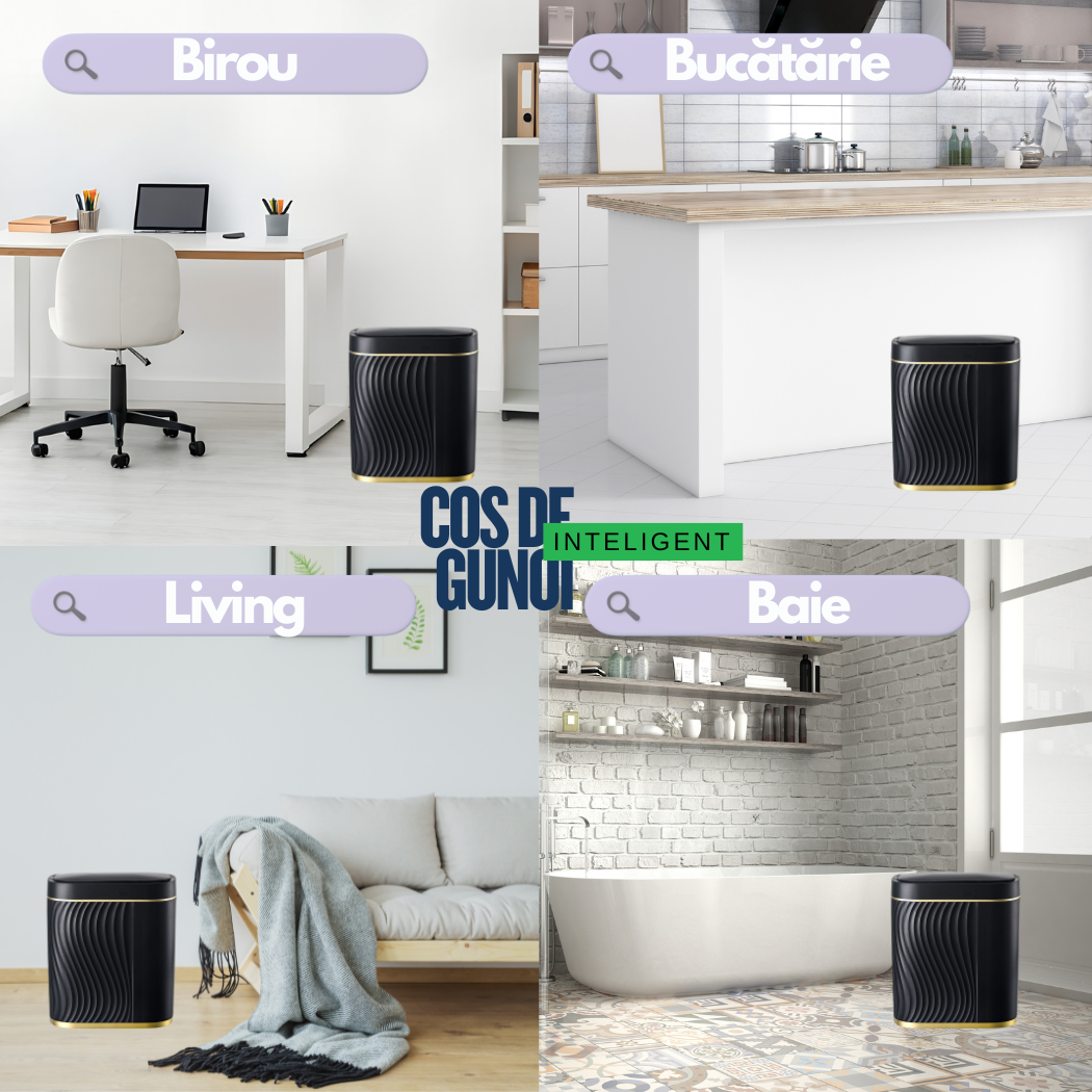 Cos de Gunoi Inteligent cu Senzor de Miscare Infrarosu 8L, Capac Automat Touchless