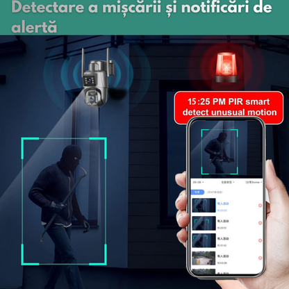 Camera Supraveghere 4G Dual Lens 8MP cu Panou Solar 8W, Night Vision