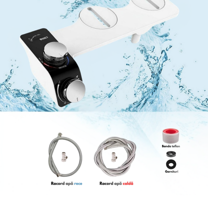 Bideu Non-Electric Ultra Slim pentru WC, Apa Caldă si Rece, Presiune Reglabila