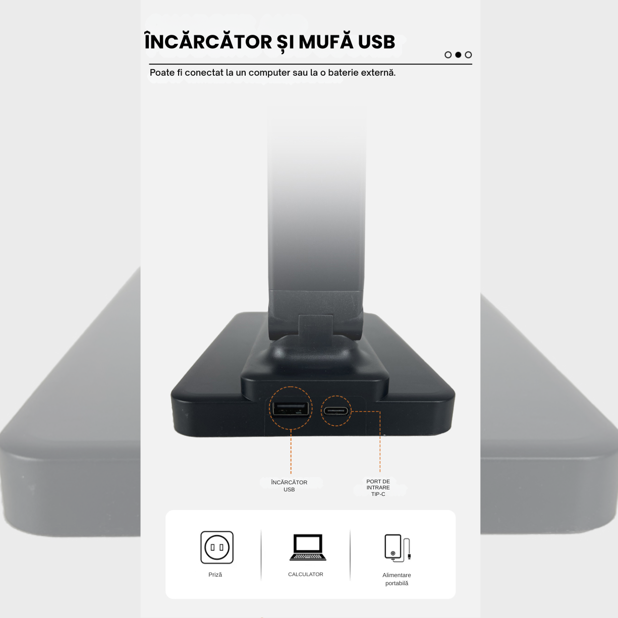 Lampa de Birou cu LED, Incarcare Wireless, 5 Moduri Lumina, Control tactil, Oprire Automata