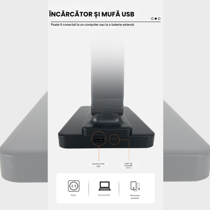Lampa de Birou cu LED, Incarcare Wireless, 5 Moduri Lumina, Control tactil, Oprire Automata