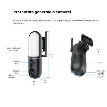 Camera Supraveghere WiFi cu Lampa de iluminat LED, Rezolutie 6MP, Night Vision Color