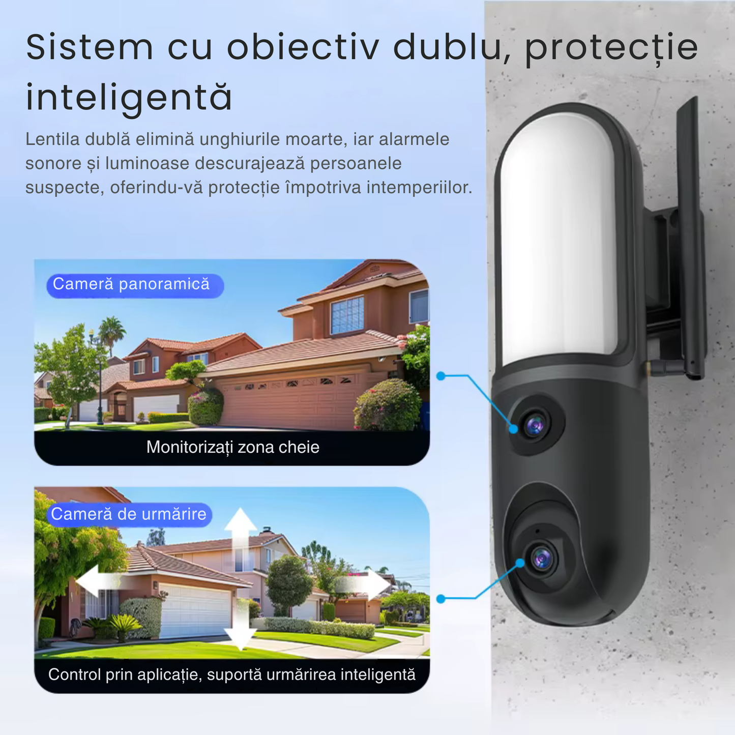 Camera Supraveghere WiFi cu Lampa de iluminat LED, Rezolutie 6MP, Night Vision Color