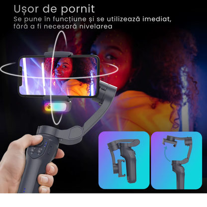 Stabilizator Gimbal Telefon L7C Pro 3 Axe, Stabilizare Video Profesionala, Urmarire fata AI & Urmarire Obiecte