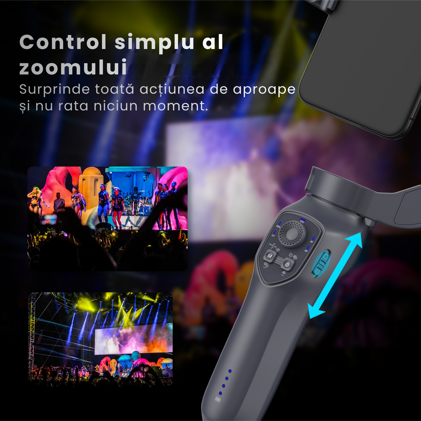 Stabilizator Gimbal Telefon L7C Pro 3 Axe, Stabilizare Video Profesionala, Urmarire fata AI & Urmarire Obiecte